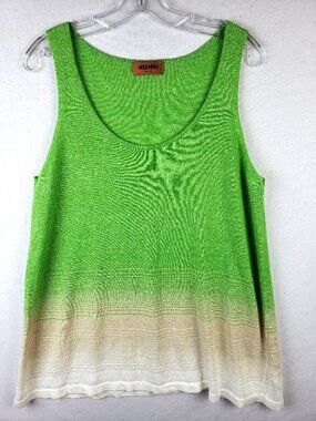 MISSONI Knit Tank Top Tunic Ombre Green Beige size 46 US 10/12 Minimalist